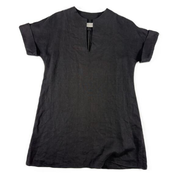 Aguel Tops - Aguel Black 100% Linen  Women Top Tunic Sz S Short Sleeve V Neck